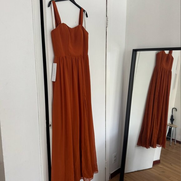 Azazie Marley Cinnamon A-Line Off the Shoulder Chiffon Convertible Dress - Picture 1 of 5